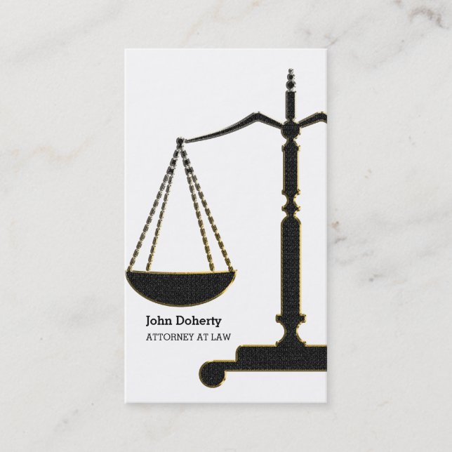Gold Black Scales of Justice | Attorney at Law Business Card (Front)