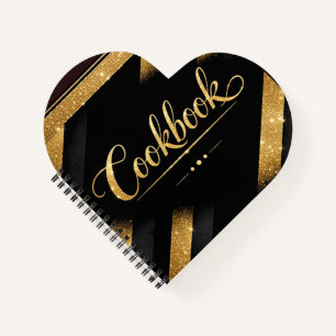 Gold Black Script Luxury Glitter Modern Chic Luxe Notebook