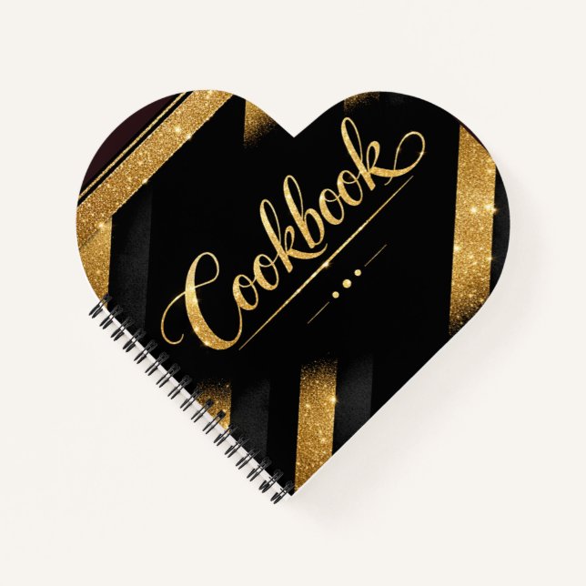 Gold Black Script Luxury Glitter Modern Chic Luxe  Notebook (Front)