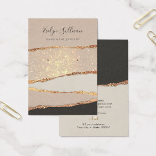 Gold black shimmer paper earring display card