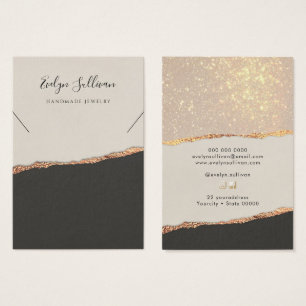 Gold black shimmer paper necklace display card