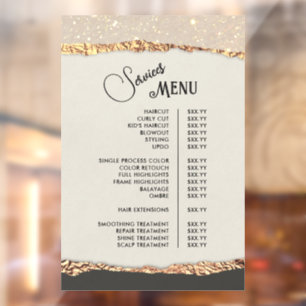 Gold Black Shimmer Paper Services Menu Window Cling