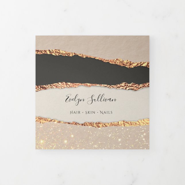 Gold Black Shimmer Paper Trifold Brochure (Cover)