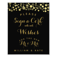 Gold & Black Sign a Cork party or wedding sign