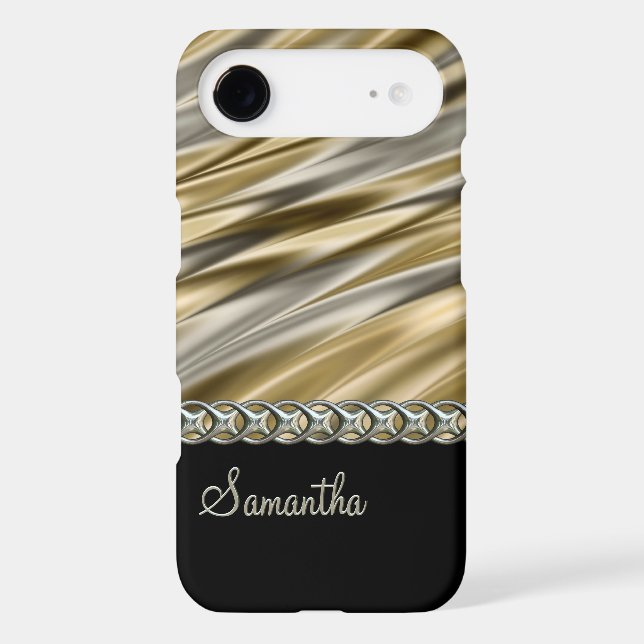 Gold, black, silver chain, monogram Case-Mate iPhone case (Back)