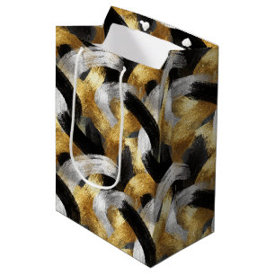 Gold Black Silver Glam Confetti Christmas Medium Gift Bag