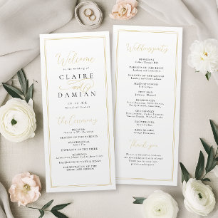 Gold Black simple elegance romantic script wedding Programme