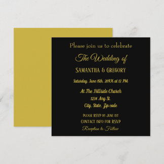 Gold & Black Simple Elegant Wedding Invitation
