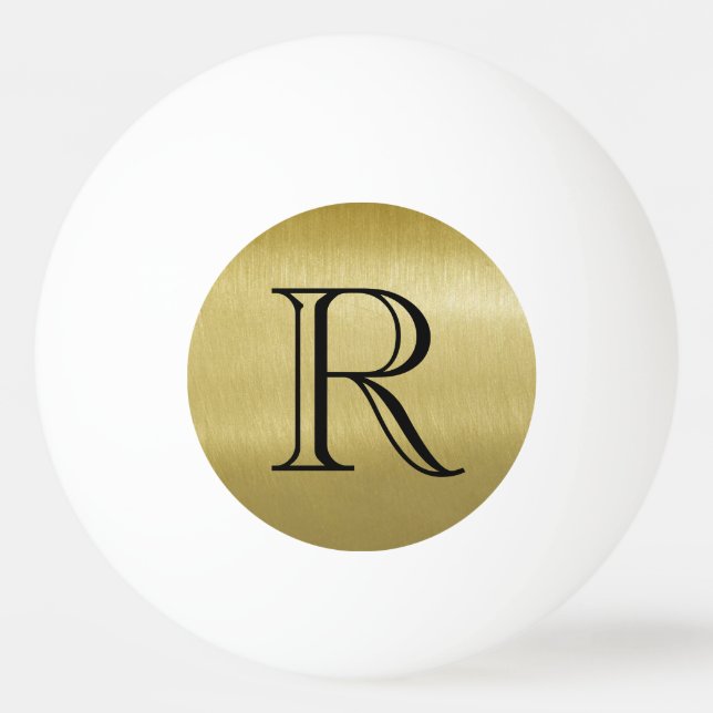 Gold Black Simple Sophisticated Monogram  Ping Pong Ball (Front)