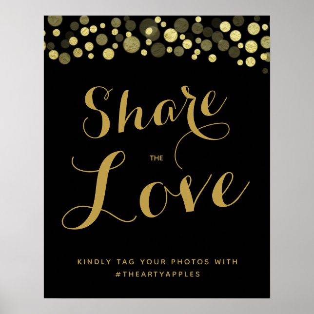 Gold & Black Social media wedding sign hashtag (Front)