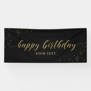 Gold & Black   Sparkle Happy Birthday Party Banner