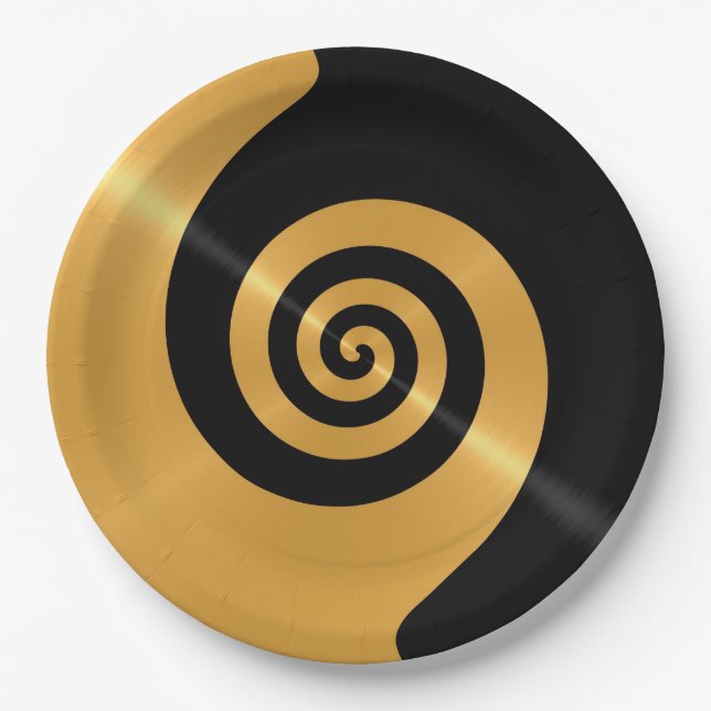 Gold Black Stainless Steel Metal Paper Plate (Front)