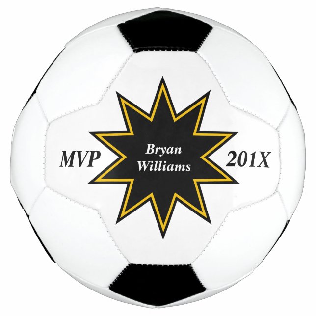 Gold Black Star MVP Personalised Football (Front)