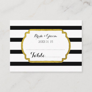 Gold Black Stripe Wedding Table Place Setting Card