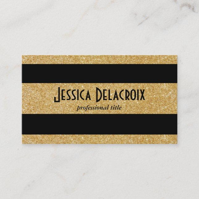 Gold & Black Stripes Business Card (Front)