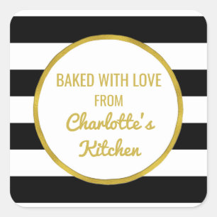 Gold Black Stripes Christmas Baking Labels