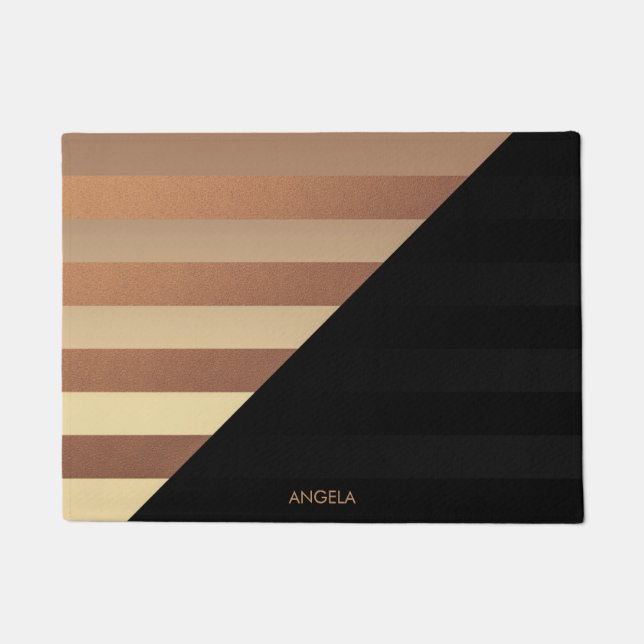 Gold Black Stripes Doormat (Front)