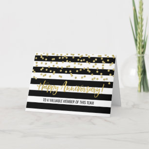 Gold Black Stripes Employee Anniversary Card