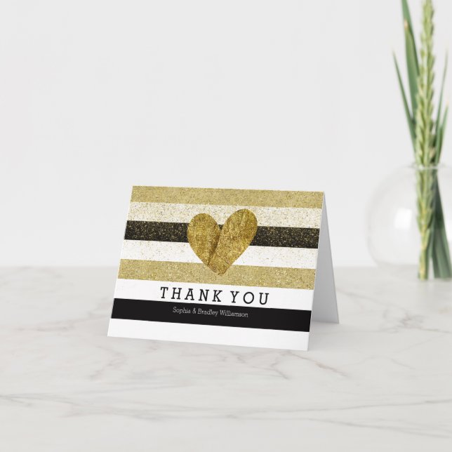 Gold Black Stripes Gold Heart Thank you (Front)