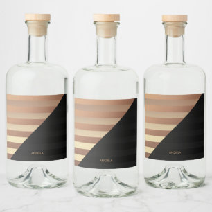 Gold Black Stripes Liquor Bottle Label