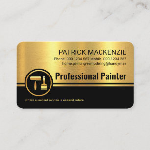 Gold Black Stripes Roller Paint Brush Business Card