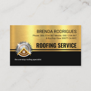 Gold Black Stripes Roofing Builders  Business Card