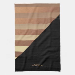 Gold Black Stripes Tea Towel