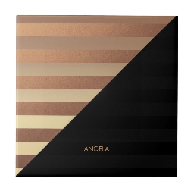 Gold Black Stripes Tile (Front)