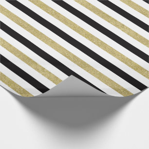 Gold Black Stripes Wrapping Paper