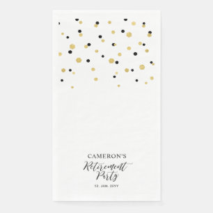 Gold & Black Stylish Script Confetti Cheers Party Napkin