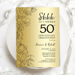 Gold Black Surprise 50th Anniversary Invitation<br><div class="desc">Gold Black Botanical Surprise 50th Wedding Anniversary Celebration Invitation. Minimalist modern design features botanical accents and typography script font. Simple floral invite card perfect for a stylish surprise anniversary party. Can be customised for any years of marriage. Printed Zazzle invitations or instant download digital printable template.</div>