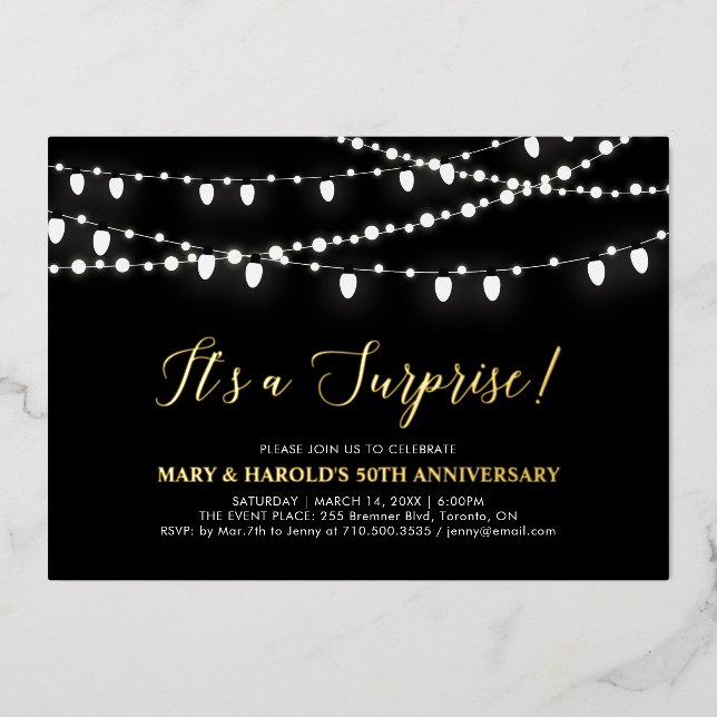 Gold & Black | Surprise 50th Wedding Anniversary (Front)