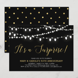 Gold & Black Surprise 50th Wedding Anniversary Invitation