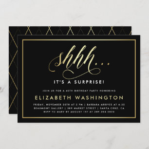 Gold & Black Surprise Birthday Party Invitation