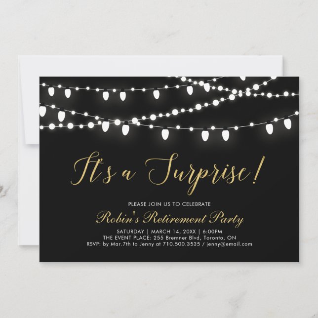 Gold & Black | Surprise Retirement Party Invitation (Front)