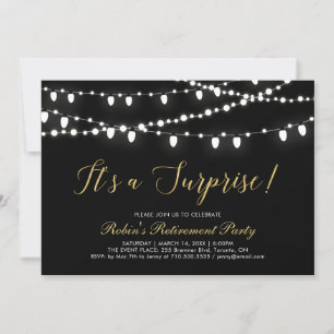 Gold & Black   Surprise Retirement Party Invitation