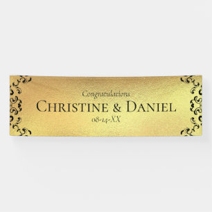 Gold & Black Swirl Gothic Wedding Banner