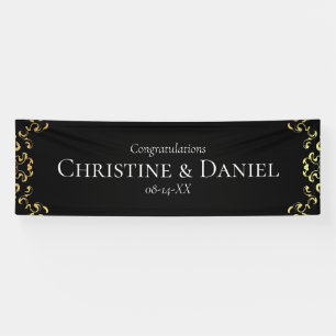 Gold & Black Swirl Gothic Wedding Banner