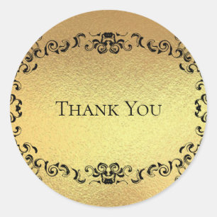 Gold & Black Swirl Gothic Wedding Classic Round Sticker