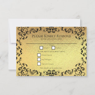 Gold & Black Swirl Gothic Wedding Invitation