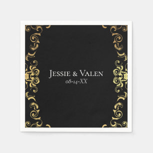 Gold & Black Swirl Gothic Wedding Napkin