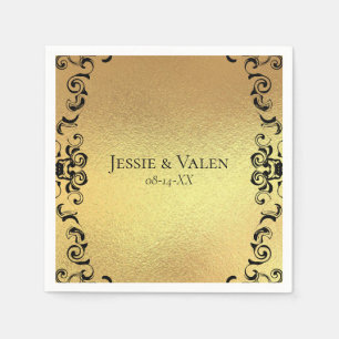 Gold & Black Swirl Gothic Wedding Napkin