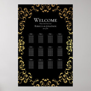 Gold & Black Swirl Gothic Wedding Poster