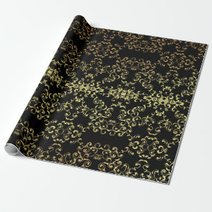 Gold & Black Swirl Gothic Wedding Wrapping Paper