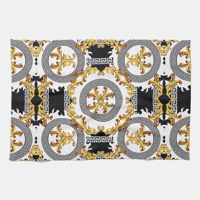 Gold black tea towel (Horizontal)