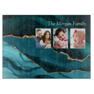 Gold Black & Teal Agate, DIY Name 3 Photos, Vs 2 Cutting Board