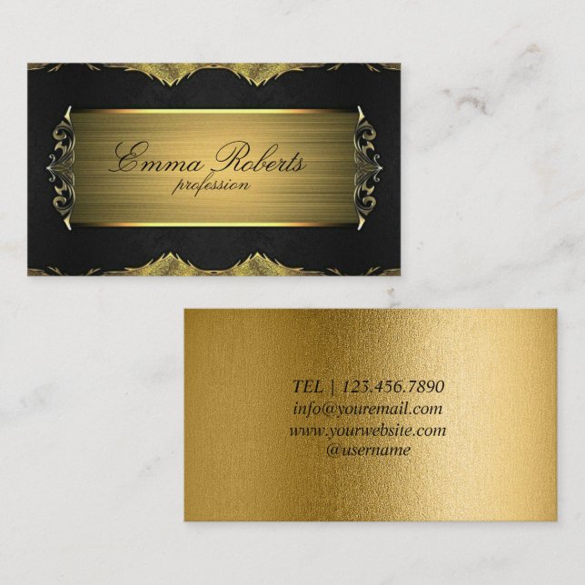 Gold & Black Texture Business Card (Front/Back)
