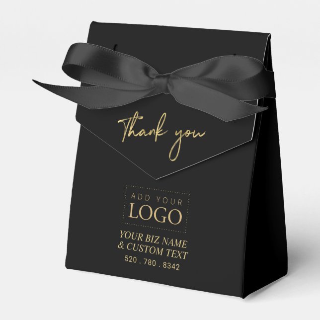 Gold & Black Thank you Business Event Logo  Favour Box (Front Side)