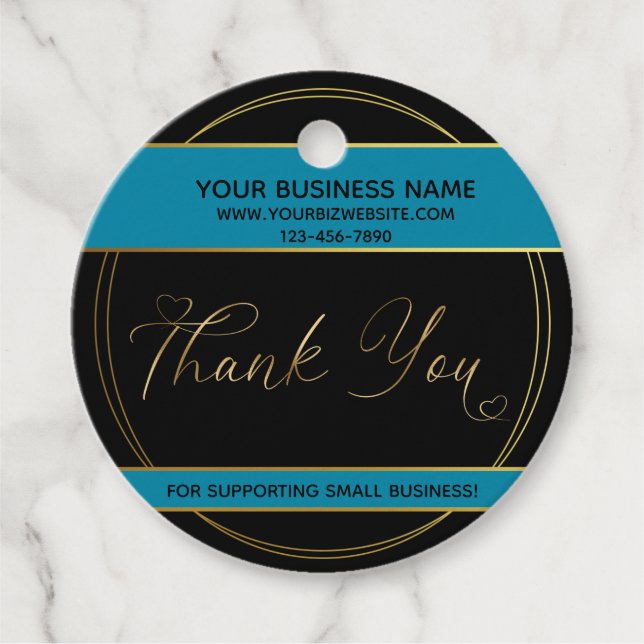 Gold & Black Thank You Business Tag (Front)