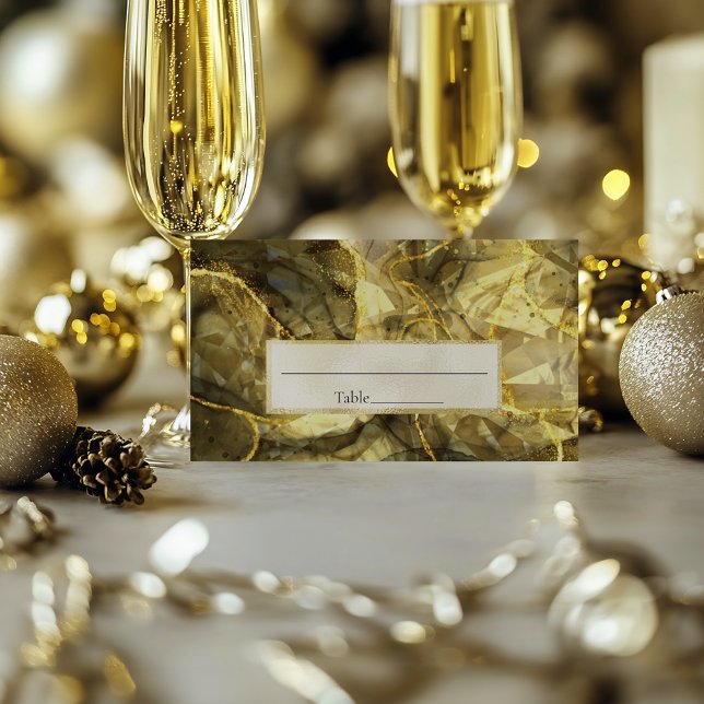 Gold Black Topaz Gemstone Cut Wedding Place Card (Creator Uploaded)